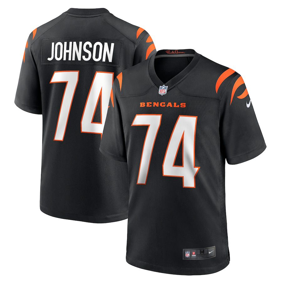 Men Cincinnati Bengals 74 Fred Johnson Nike Black Game NFL Jersey